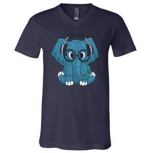 Elephant With Glasses  V-Neck T-Shirt