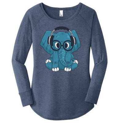 Elephant With Glasses  Women's Perfect Tri Tunic Long Sleeve Shirt