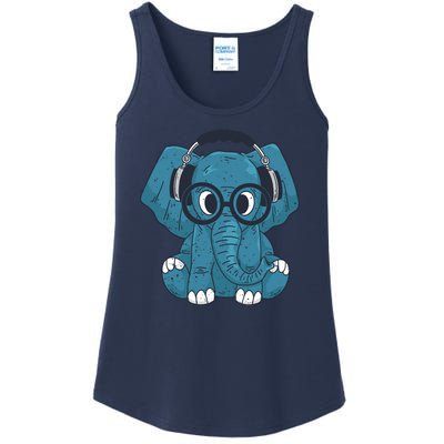 Elephant With Glasses  Ladies Essential Tank