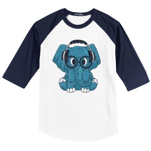 Elephant With Glasses  Baseball Sleeve Shirt