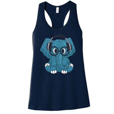 Elephant With Glasses  Women's Racerback Tank