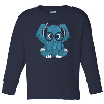 Elephant With Glasses  Toddler Long Sleeve Shirt