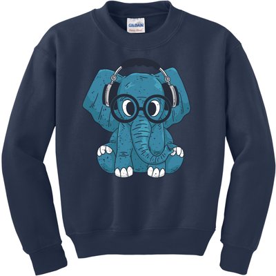 Elephant With Glasses  Kids Sweatshirt