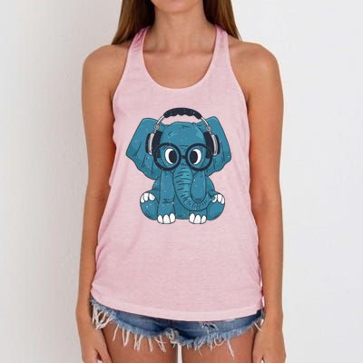 Elephant With Glasses  Women's Knotted Racerback Tank