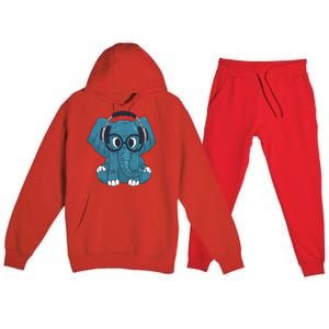 Elephant With Glasses  Premium Hooded Sweatsuit Set