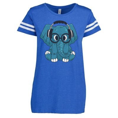 Elephant With Glasses  Enza Ladies Jersey Football T-Shirt