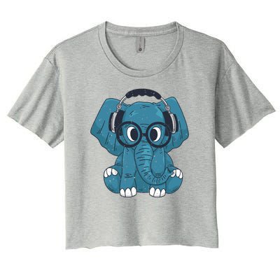 Elephant With Glasses  Women's Crop Top Tee