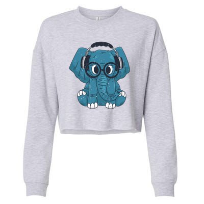 Elephant With Glasses  Cropped Pullover Crew