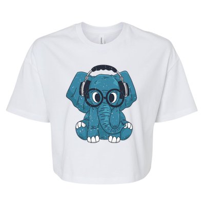 Elephant With Glasses  Bella+Canvas Jersey Crop Tee