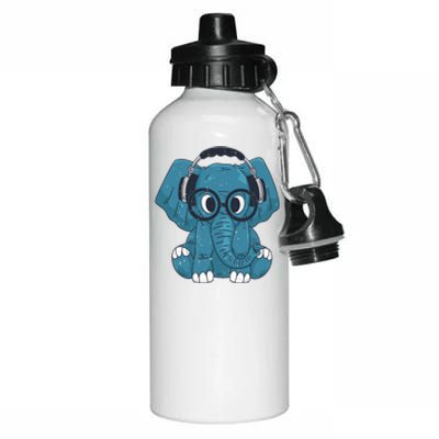 Elephant With Glasses  Aluminum Water Bottle