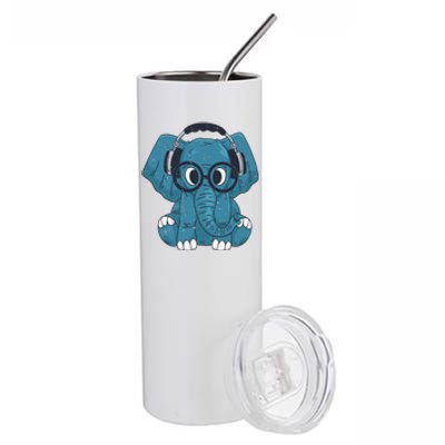 Elephant With Glasses  Stainless Steel Tumbler