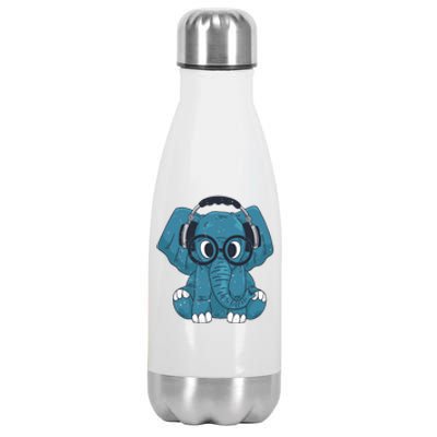 Elephant With Glasses  Stainless Steel Insulated Water Bottle