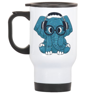 Elephant With Glasses  Stainless Steel Travel Mug