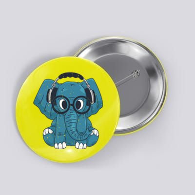 Elephant With Glasses  Button