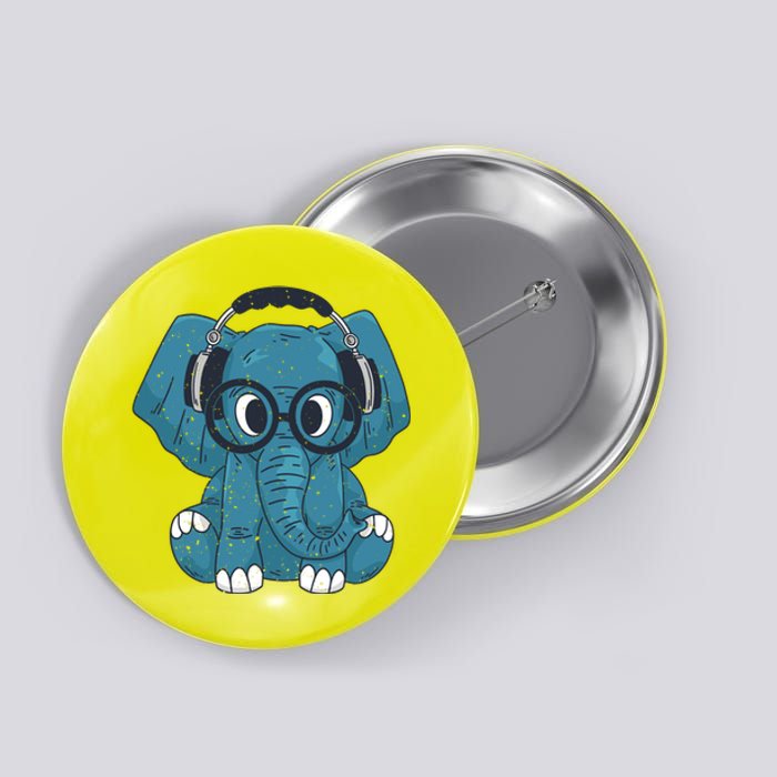 Elephant With Glasses  Button