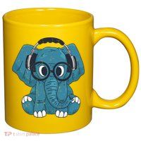 Elephant With Glasses  11oz C Handle Ceramic Mug