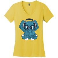 Elephant With Glasses  Women's V-Neck T-Shirt