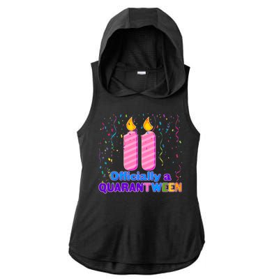 Eleven Officially A Quarantween Birthday Ladies PosiCharge Tri-Blend Wicking Draft Hoodie Tank