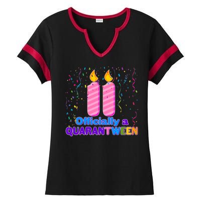 Eleven Officially A Quarantween Birthday Ladies Halftime Notch Neck Tee