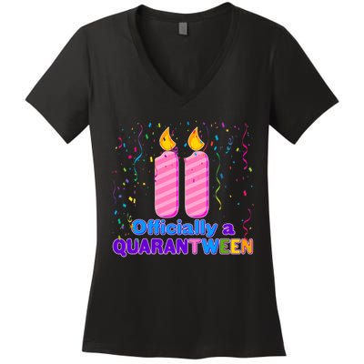 Eleven Officially A Quarantween Birthday Women's V-Neck T-Shirt