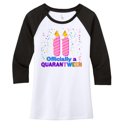 Eleven Officially A Quarantween Birthday Women's Tri-Blend 3/4-Sleeve Raglan Shirt