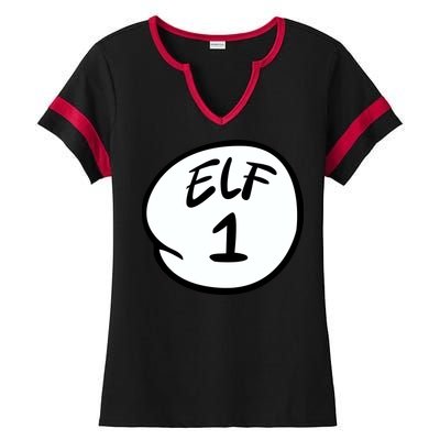 Elf 1 2 3 4 5 Custom Number Personalize Ladies Halftime Notch Neck Tee