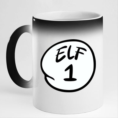 Elf 1 2 3 4 5 Custom Number Personalize 11oz Black Color Changing Mug