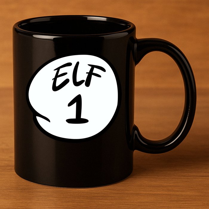 Elf 1 2 3 4 5 Custom Number Personalize 11oz C Handle Ceramic Mug