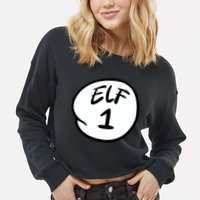 Elf 1 2 3 4 5 Custom Number Personalize Cropped Pullover Crew
