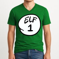 Elf 1 2 3 4 5 Custom Number Personalize V-Neck T-Shirt