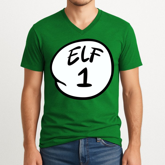 Elf 1 2 3 4 5 Custom Number Personalize V-Neck T-Shirt