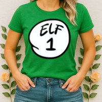 Elf 1 2 3 4 5 Custom Number Personalize Womens T-Shirt
