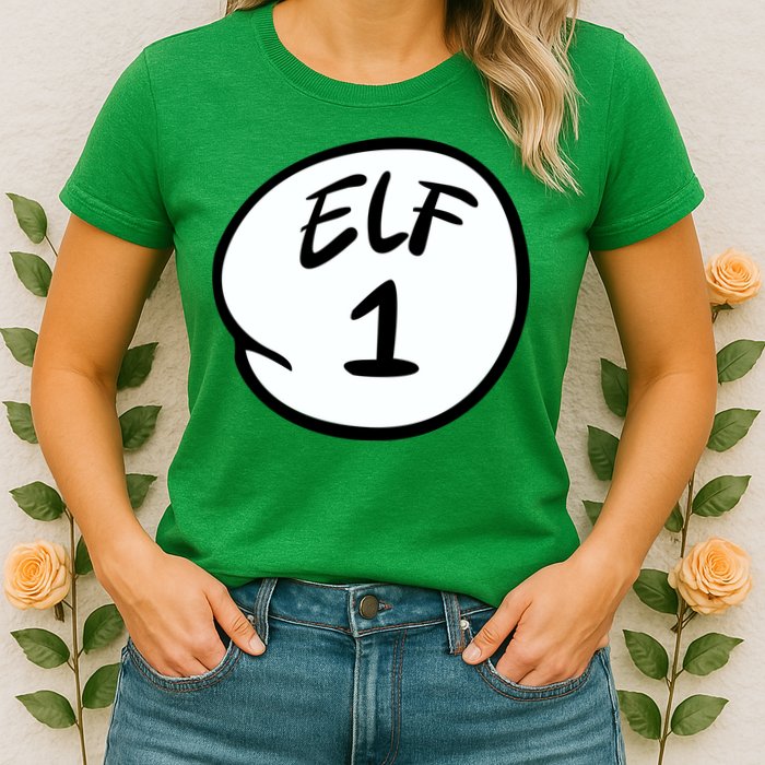 Elf 1 2 3 4 5 Custom Number Personalize Womens T-Shirt