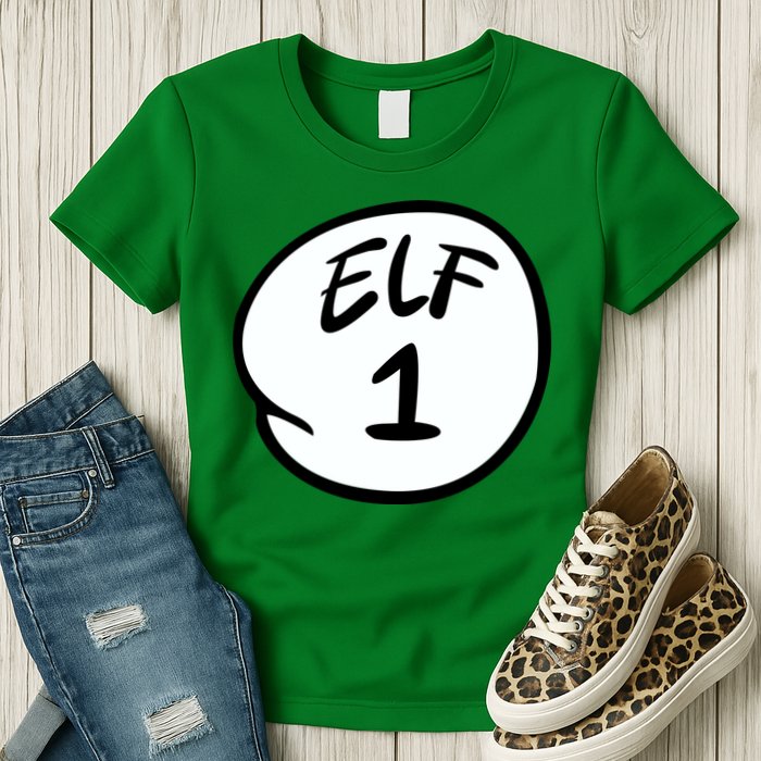 Elf 1 2 3 4 5 Custom Number Personalize Womens T-Shirt