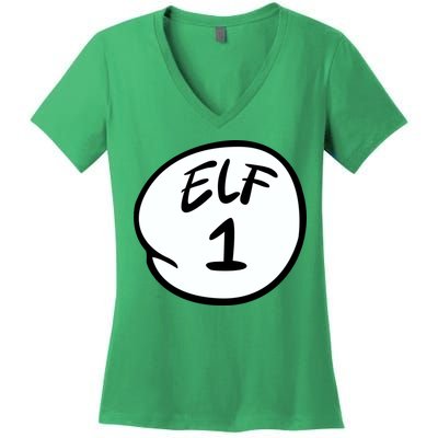 Elf 1 2 3 4 5 Custom Number Personalize Women's V-Neck T-Shirt