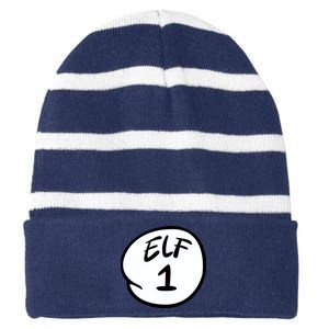 Elf 1 2 3 4 5 Custom Number Personalize Striped Beanie with Solid Band