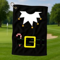 Elf Costume With Candy Cane Golf Towel