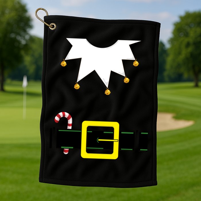 Elf Costume With Candy Cane Golf Towel