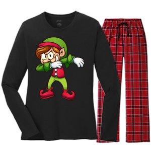 Elf Dabbing Women's Long Sleeve Flannel Pajama Set 