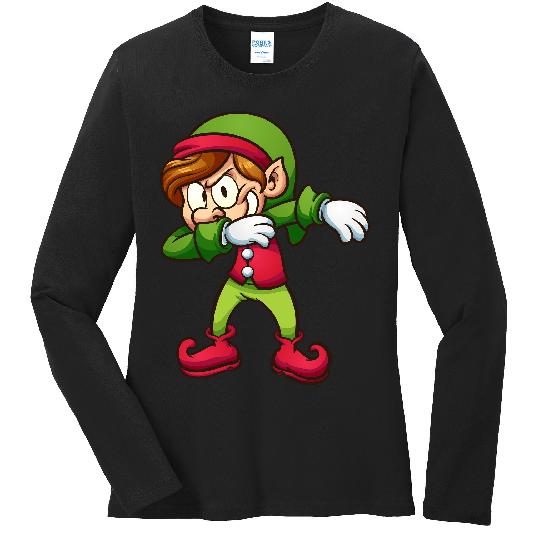 Elf Dabbing Ladies Long Sleeve Shirt