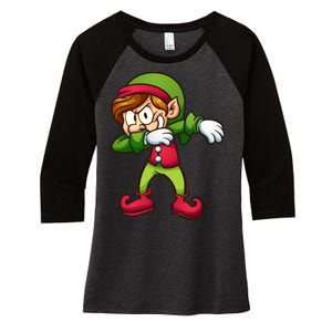 Elf Dabbing Women's Tri-Blend 3/4-Sleeve Raglan Shirt