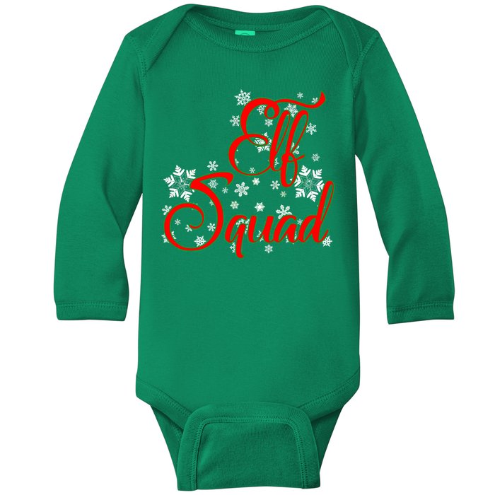 Elf Squad Funny Christmas Elf Baby Long Sleeve Bodysuit