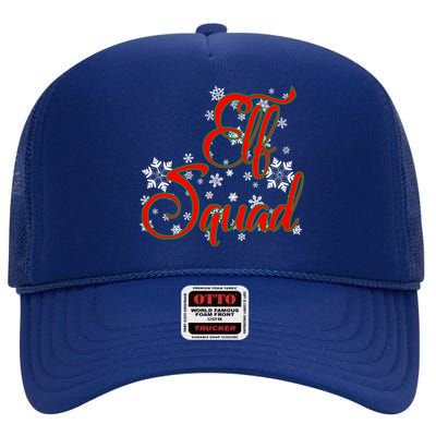 Elf Squad Funny Christmas Elf High Crown Mesh Back Trucker Hat