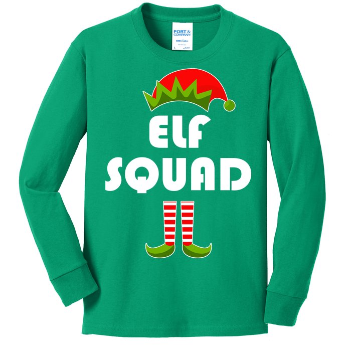 Elf Squad Funny Christmas Elves Kids Long Sleeve Shirt