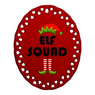 Elf Squad Funny Christmas Elves Ceramic Oval Ornament