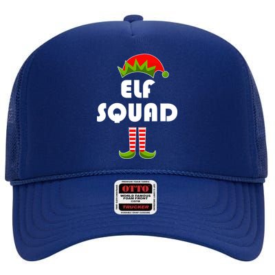 Elf Squad Funny Christmas Elves High Crown Mesh Back Trucker Hat