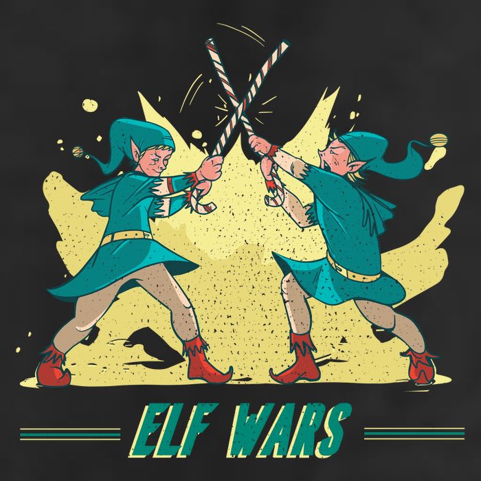 Elf Wars Funny Christmas 7 Panel Mesh Trucker Snapback Hat