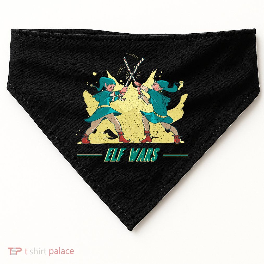 Elf Wars Funny Christmas USA-Made Doggie Bandana