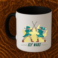 Elf Wars Funny Christmas Mug