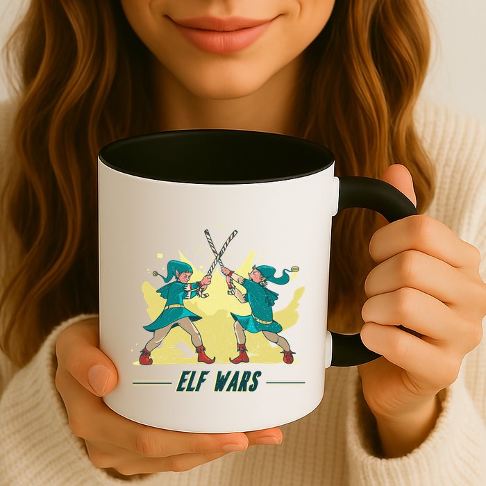 Elf Wars Funny Christmas Mug